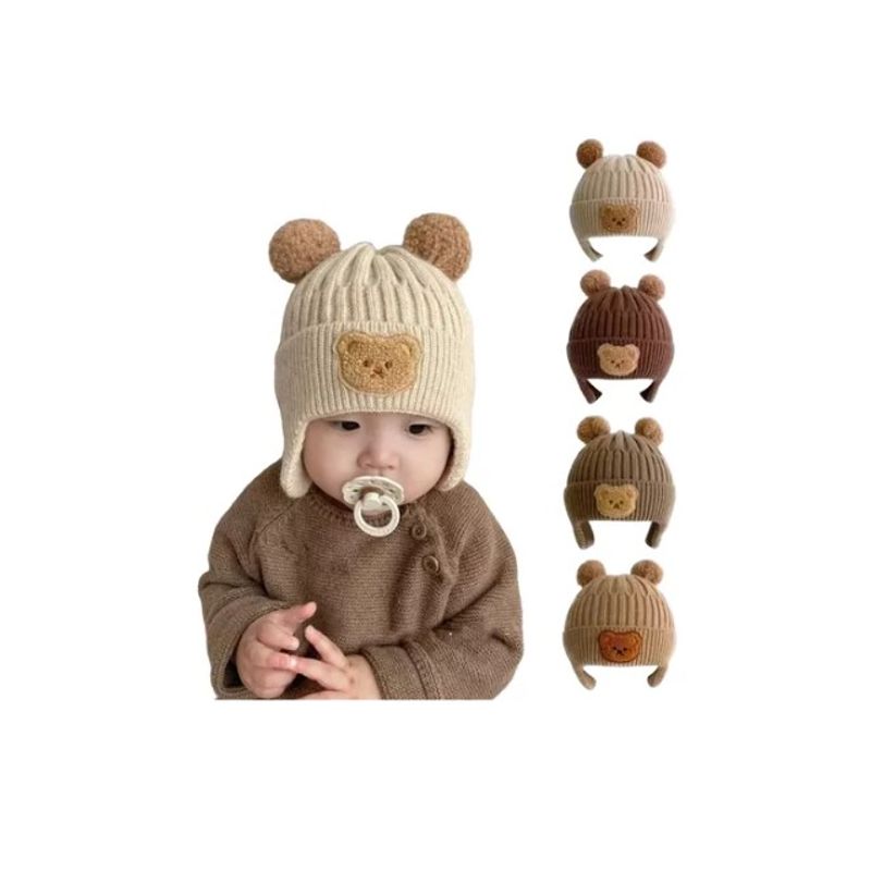 GENERICO - Gorro Gorrito Termico Osito Para Bebe Tapa Orejas