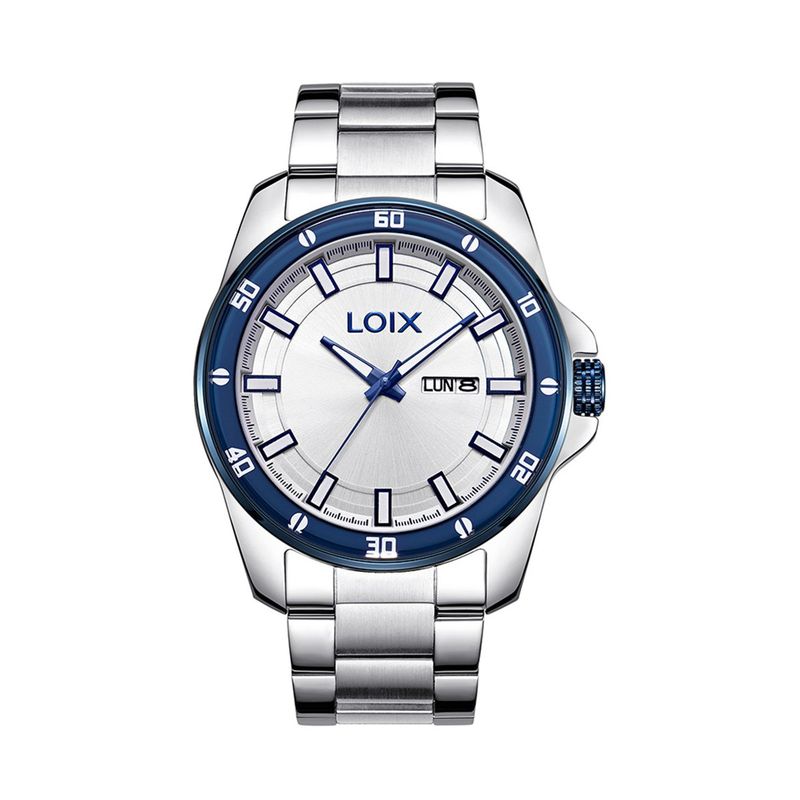 LOIX - Reloj hombre L2146-1 Plateado tablero blanco