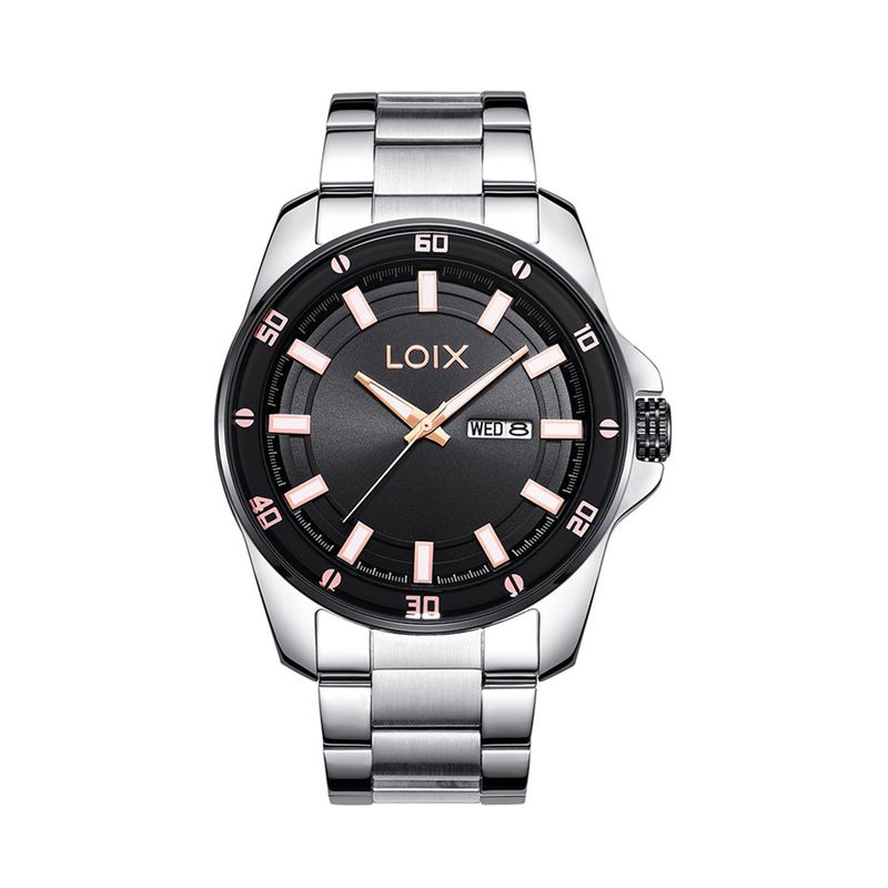 LOIX - Reloj hombre L2146-2 Plateado tablero negro