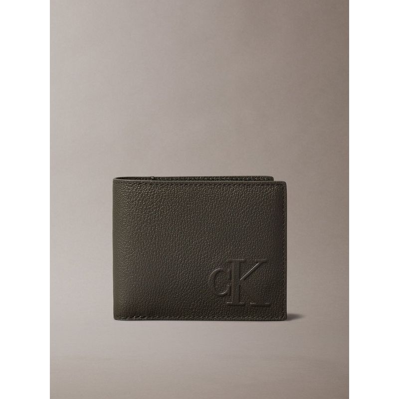 CALVIN KLEIN - Billetera negra sculpted con monograma en relieve Calvin Klein