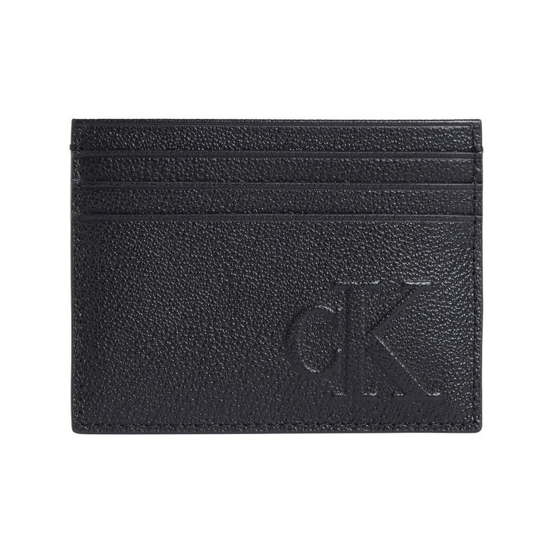 CALVIN KLEIN - Tarjetero negro sculpted con monograma Calvin Klein