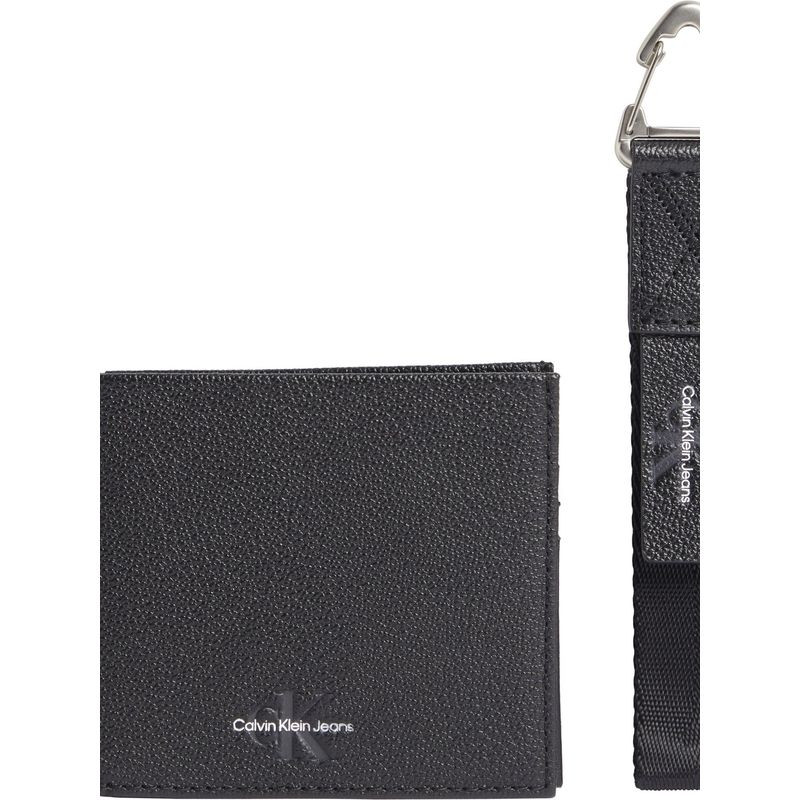 CALVIN KLEIN - Billetera negra y llavero de cuero en set de regalo Calvin Klein