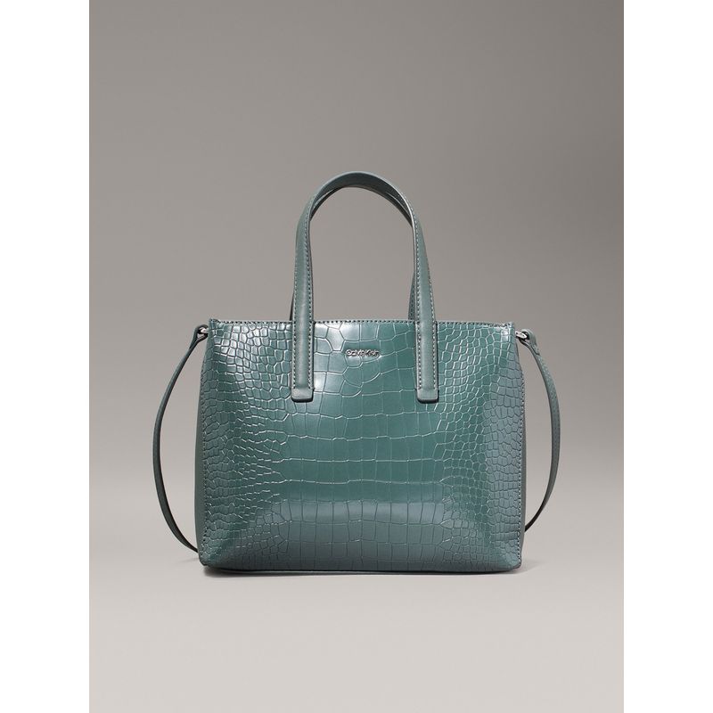CALVIN KLEIN - Bolso verde tote de cuero de cocodrilo pequeño Calvin Klein