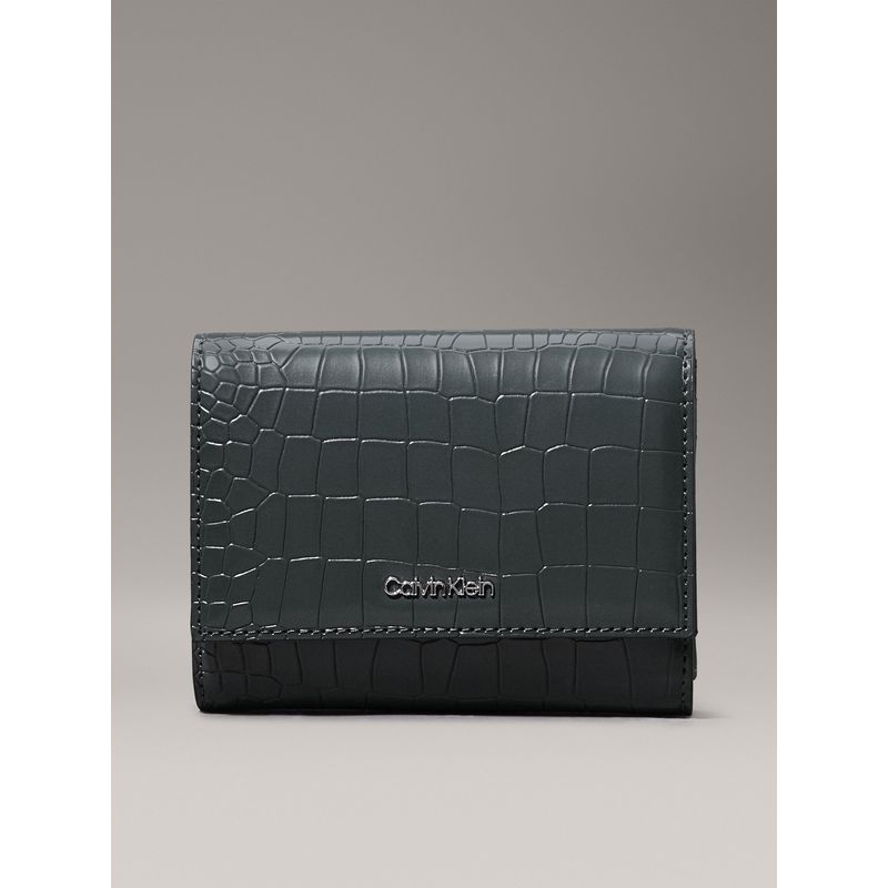 CALVIN KLEIN - Billetera verde de plegado triple y cuero de cocodrilo Calvin Klein
