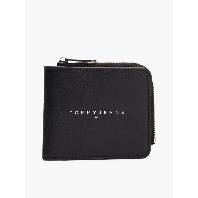 TOMMY HILFIGER - Billetera negra plegable para tarjetas y monedas Tommy Hilfiger