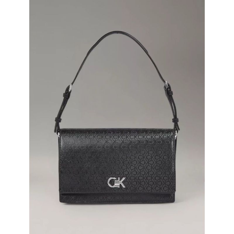 CALVIN KLEIN - Bolso negro de hombro elongated con monograma Calvin Klein