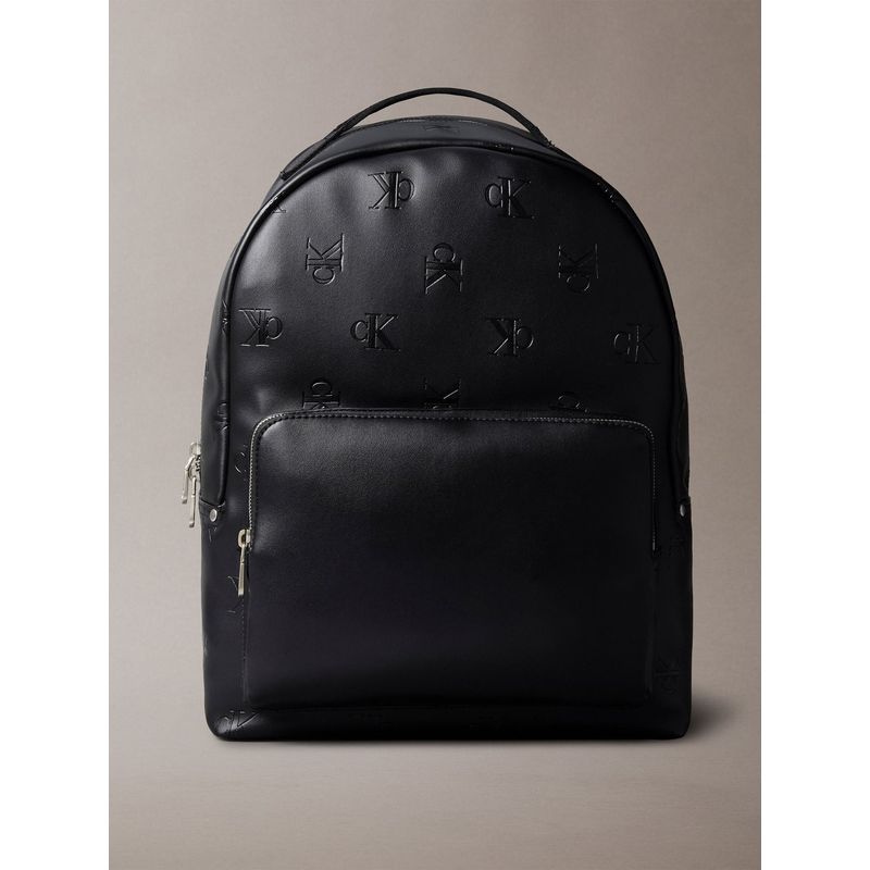 CALVIN KLEIN - Morral negro con cremallera y monograma integral Calvin Klein