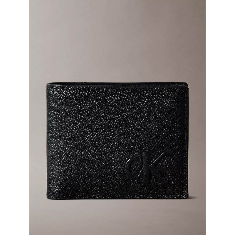CALVIN KLEIN - Billetera negra sculpted texturizada Calvin Klein