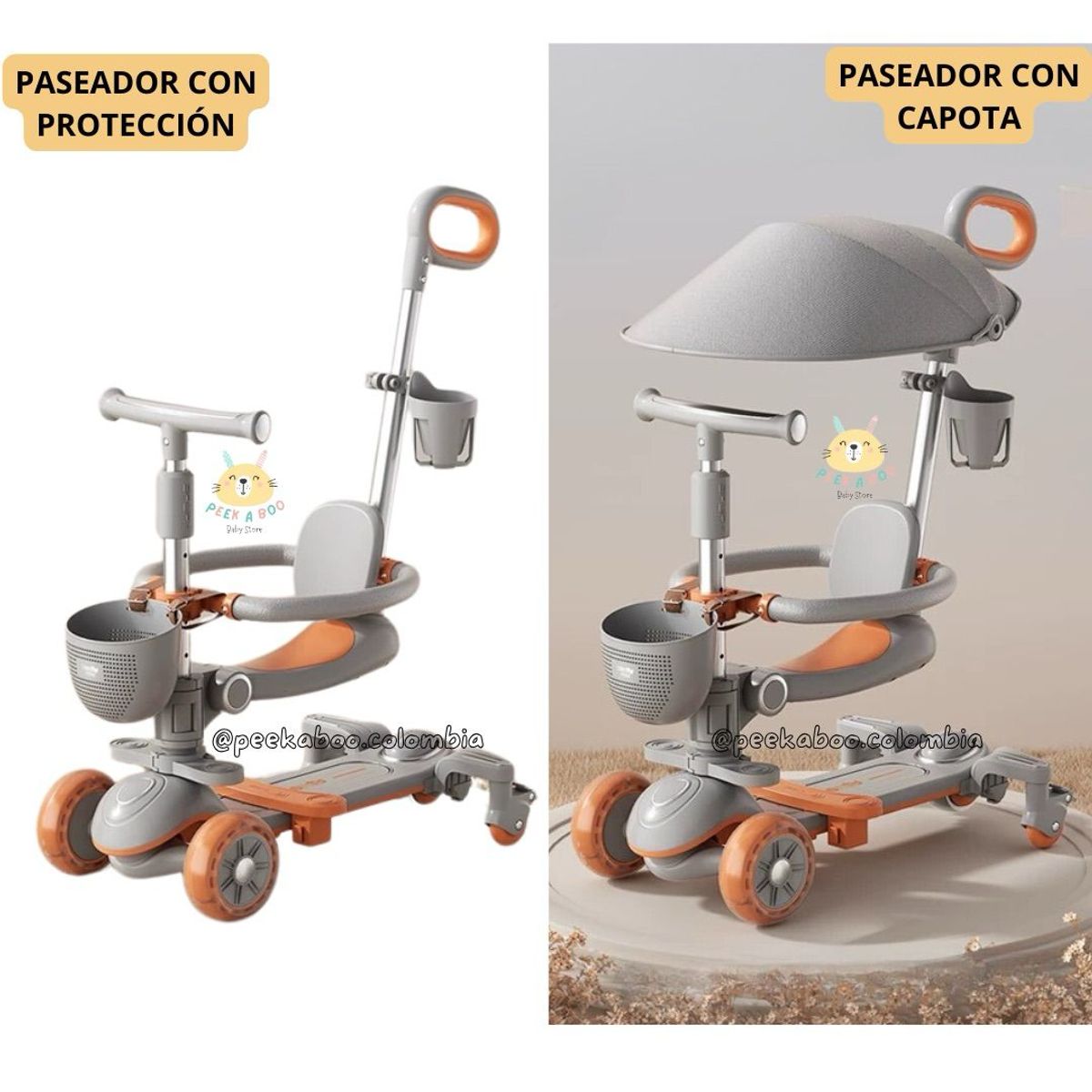 GENERICO - Scooter Paseador Multifuncional 6 Funciones en 1 Nueva Naranja