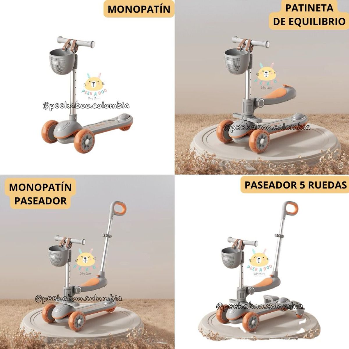 GENERICO - Scooter Paseador Multifuncional 6 Funciones en 1 Nueva Naranja