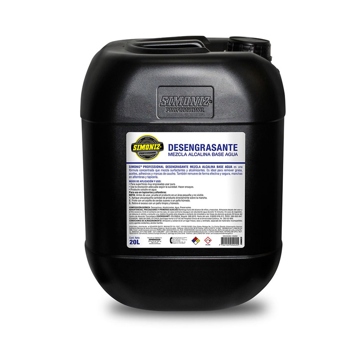 SIMONIZ - Desengrasante SIMONIZ Prof Mezcla Alcalina Base H2O 20Lt