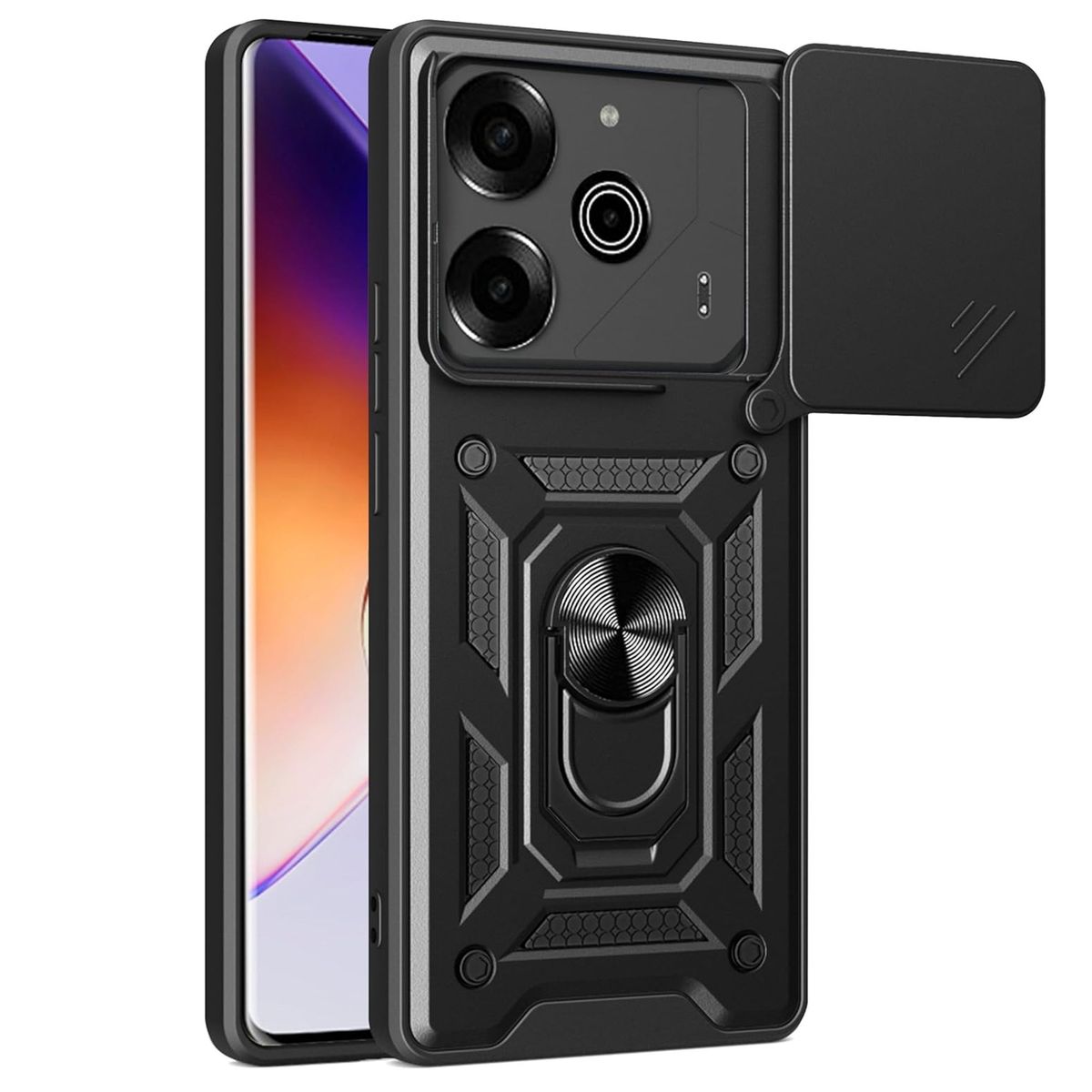 GENERICO - Funda Estuche Case Slider Compatible Con Tecno Pova 6 Negro