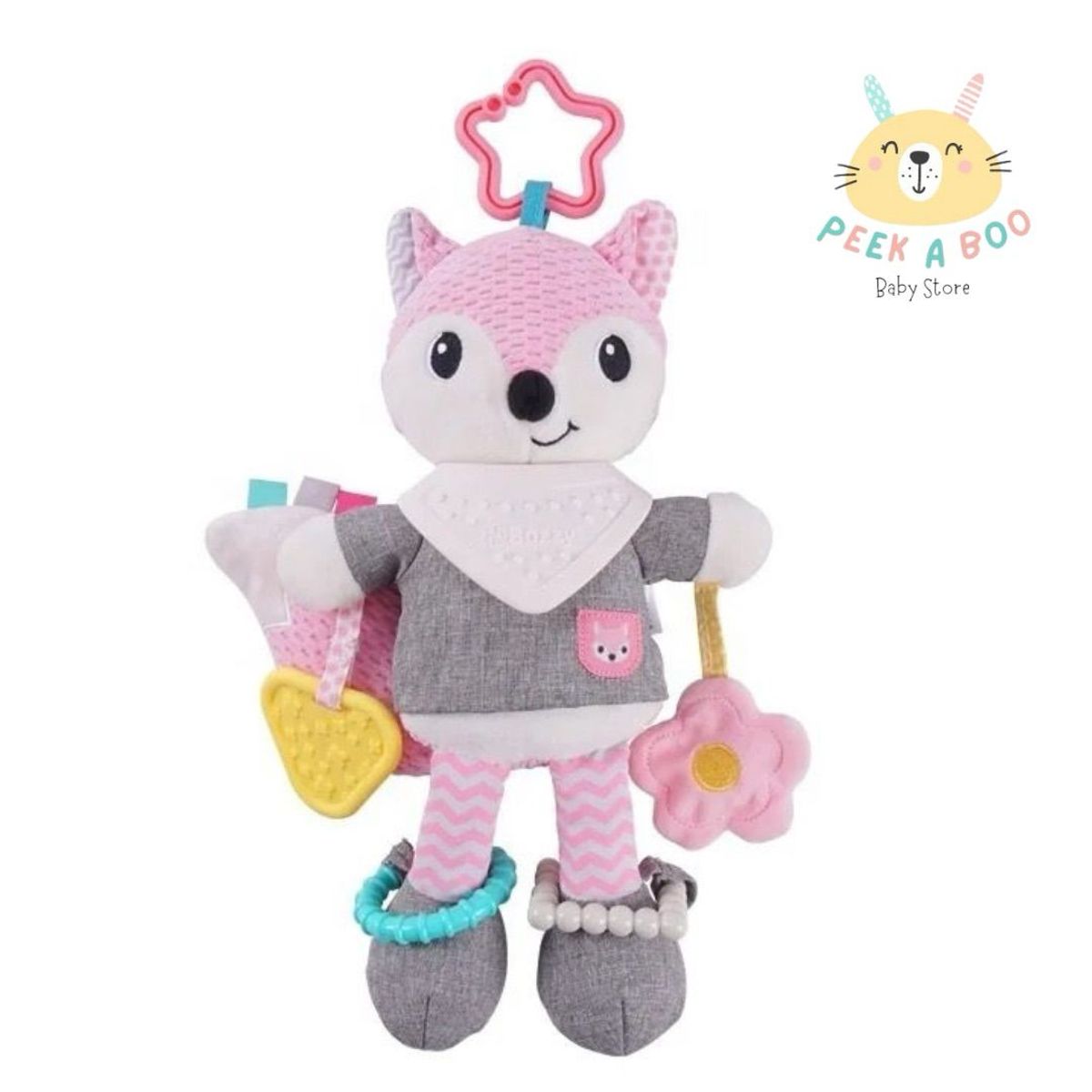 GENERICO - Peluche Sensorial Colgante Mordedor Para Niños Bebes Rosa