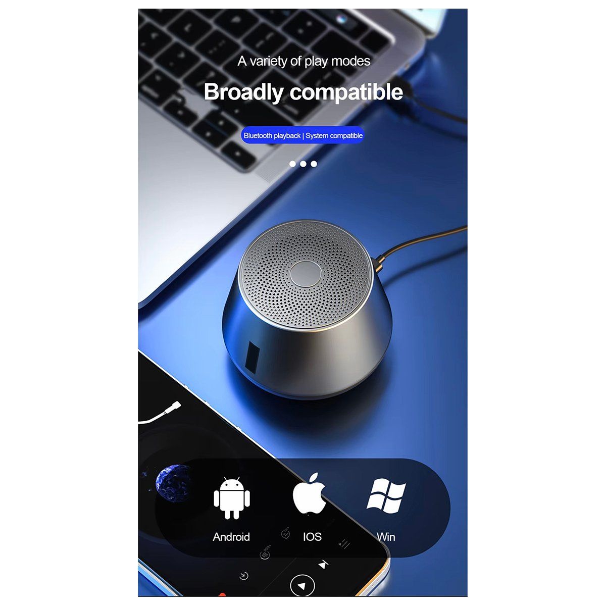GENERICO - Altavoz Bluetooth inalámbrico Portátil Sonido Envolvente - Gris