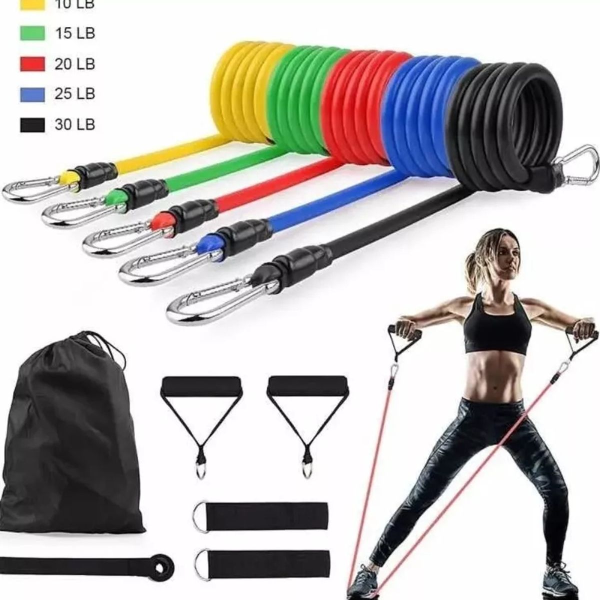 GENERICO - Kit Bandas Elásticas Tubulares Set Ejercicio Gimnasio Casa