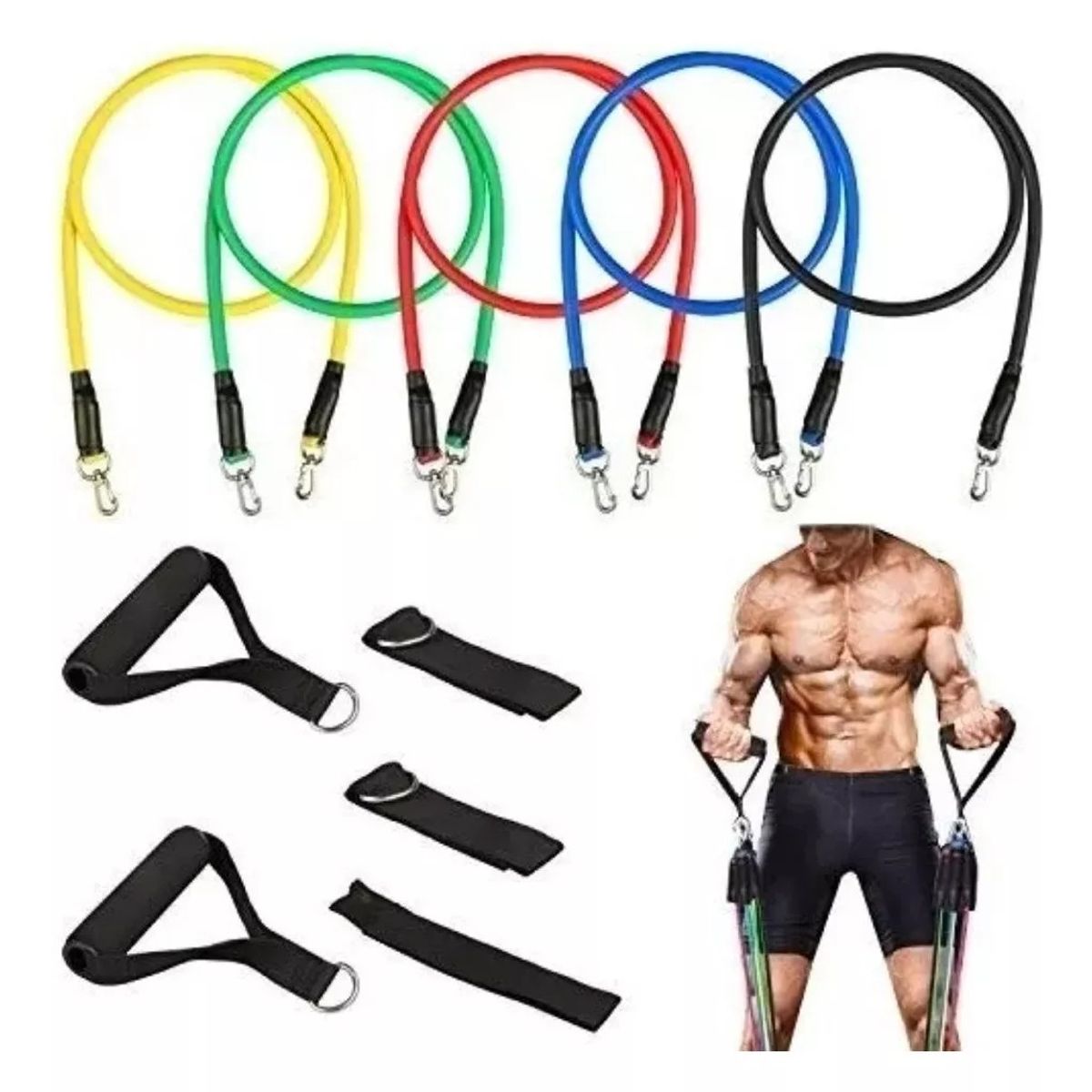 GENERICO - Kit Bandas Elásticas Tubulares Set Ejercicio Gimnasio Casa
