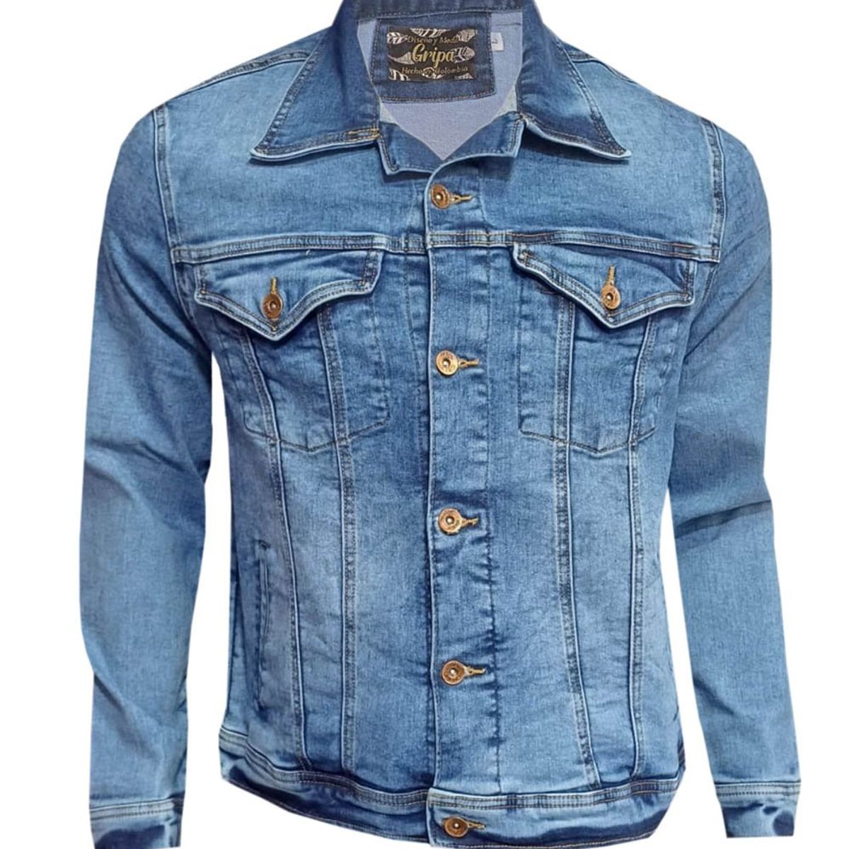 MODA EN CIRCUITO - Chaqueta de Jean para Hombre Azul Desgastado