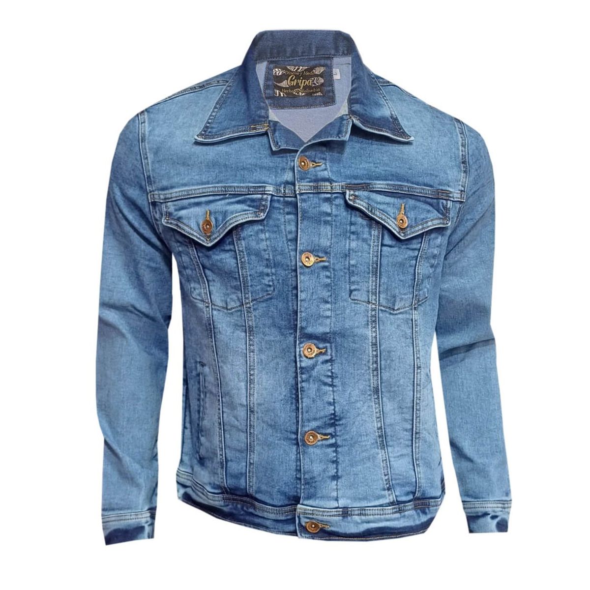 MODA EN CIRCUITO - Chaqueta de Jean para Hombre Azul Desgastado