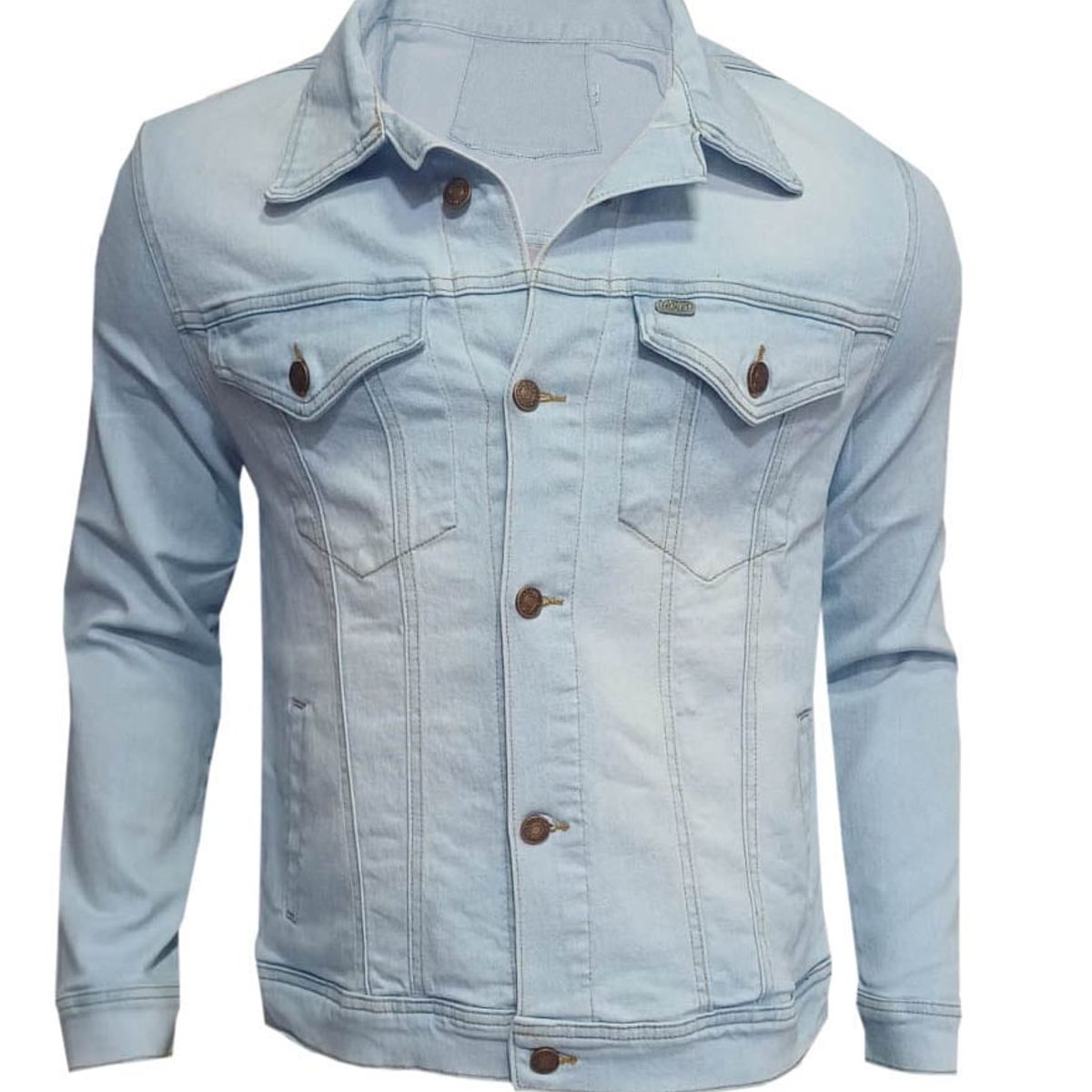 MODA EN CIRCUITO - Chaqueta de Jean para Hombre Azul Hielo