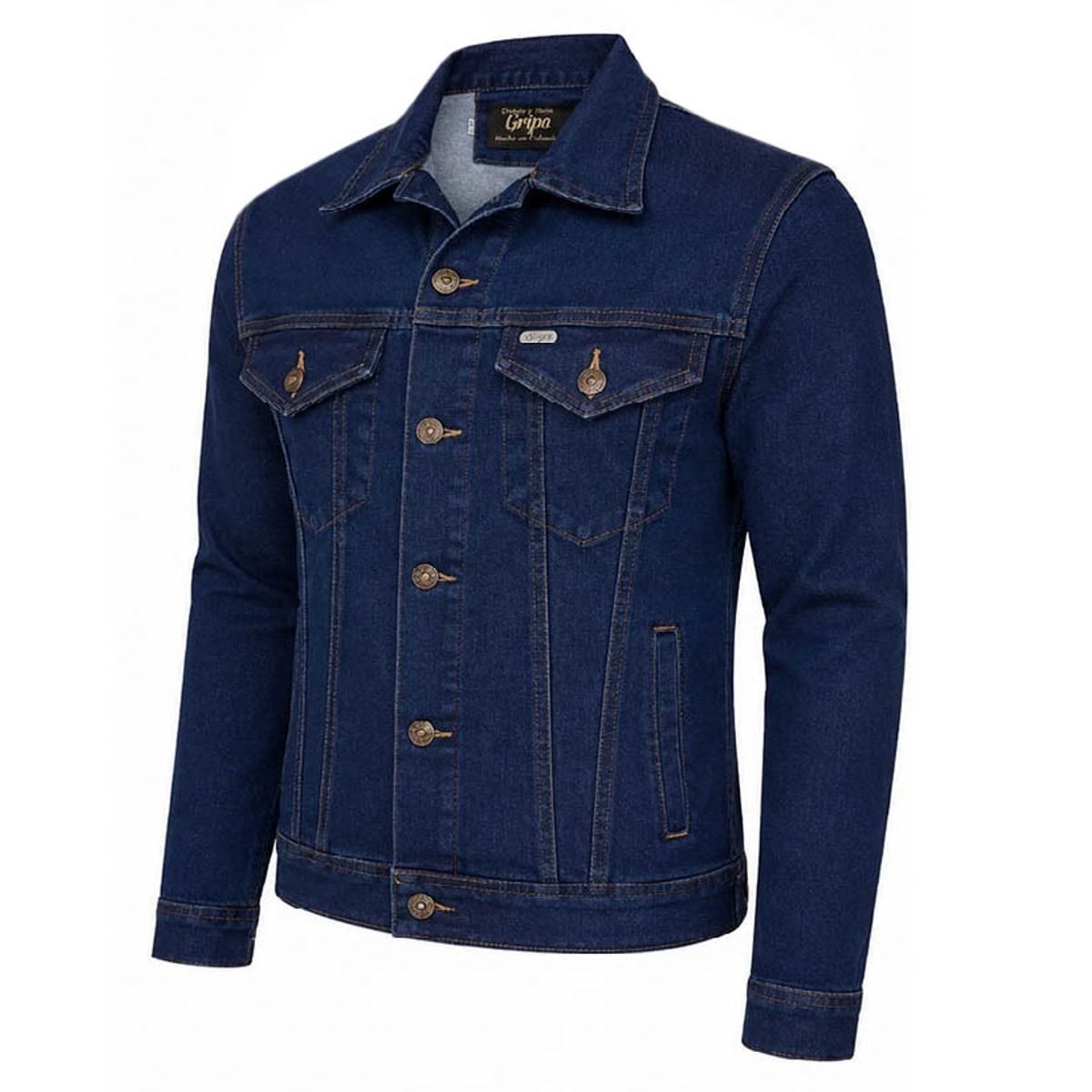 MODA EN CIRCUITO - Chaqueta de Jean para Hombre Azul Oscuro