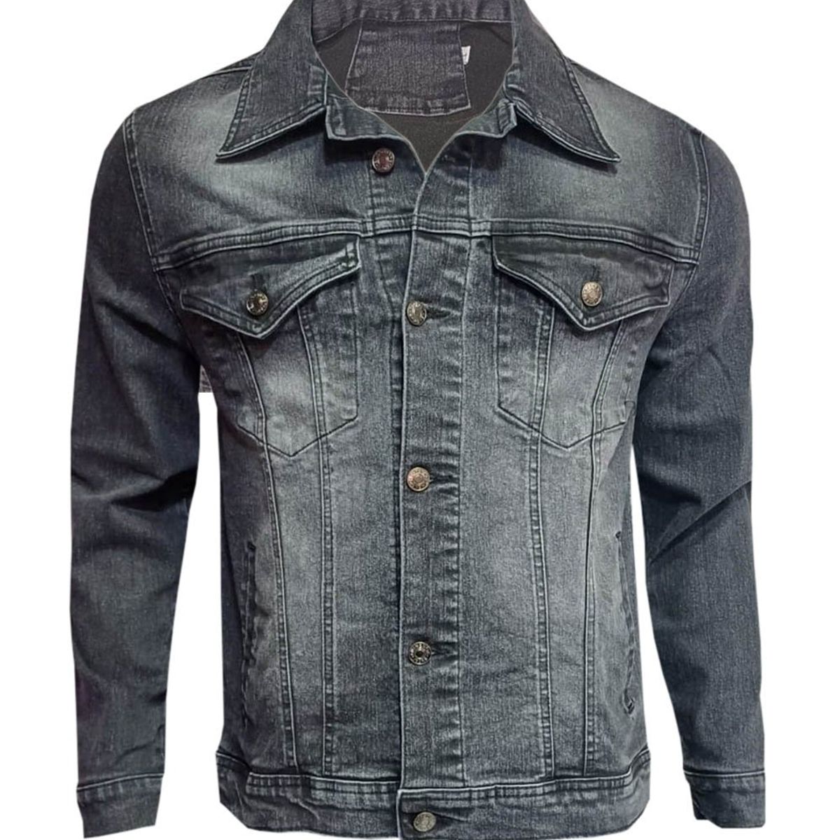 MODA EN CIRCUITO - Chaqueta de Jean para Hombre Gris Oscuro