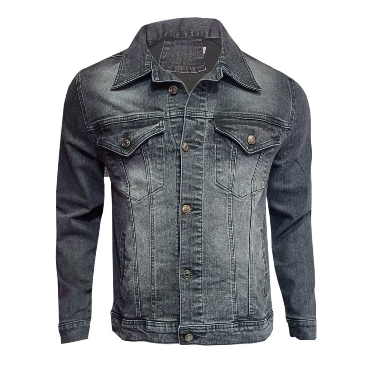 MODA EN CIRCUITO - Chaqueta de Jean para Hombre Gris Oscuro