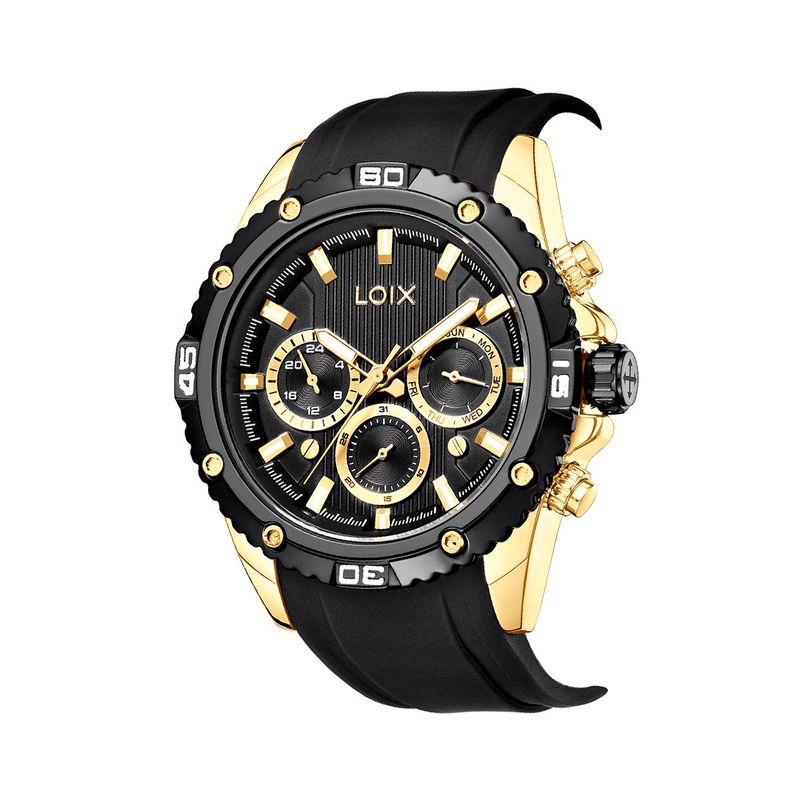 LOIX - Reloj Hombre L2149-2 Negro con dorado tablero negro