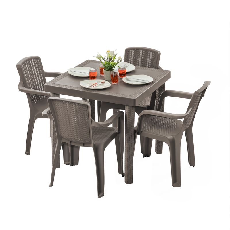 PLASTICOS MQ - Juego De Comedor Plastico 4 Puestos Mq