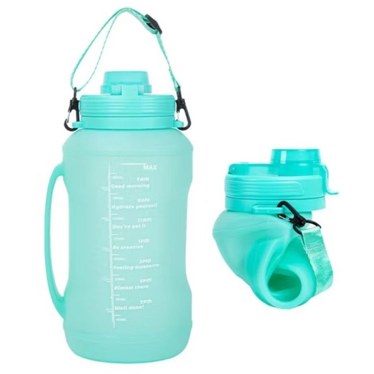 ZHOPI CO - Botella Agua 2 Litros Botilito Silicona Plegable Hidratacion