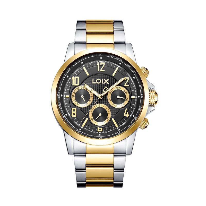 LOIX - Reloj  Hombre L2150-3 Plateado con dorado, tablero negro