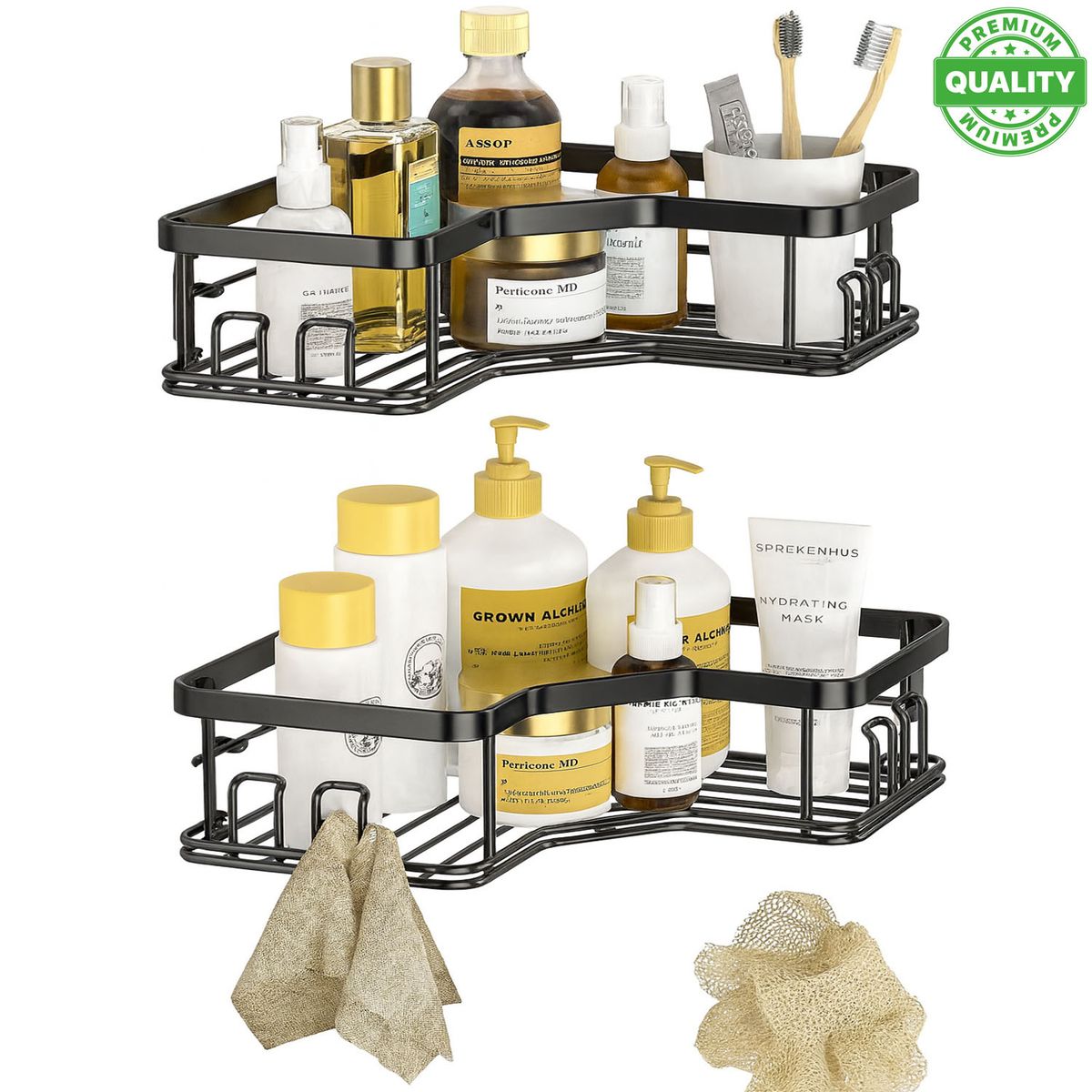 ONE PIXEL - Organizador de Ducha Repisa Baño Adhesivo Set 2 Inoxidable