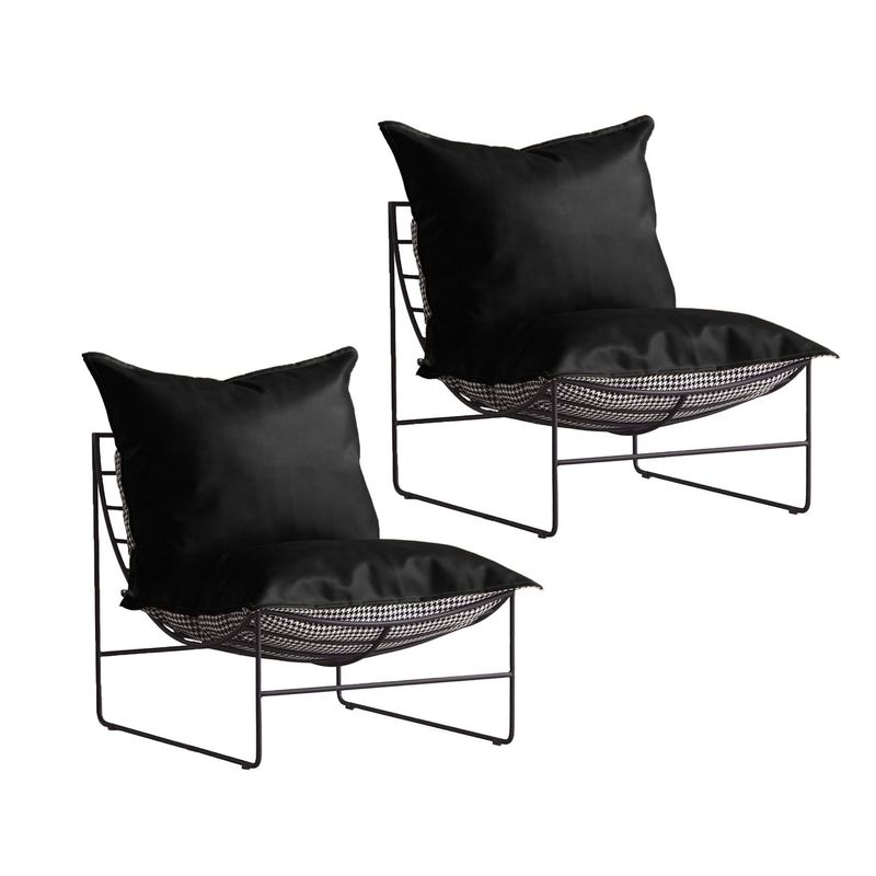 DIMATEX LEON - Set x2 Silla Sillón Perezoso Decorativa Sala Sofá Refcaliope Negro