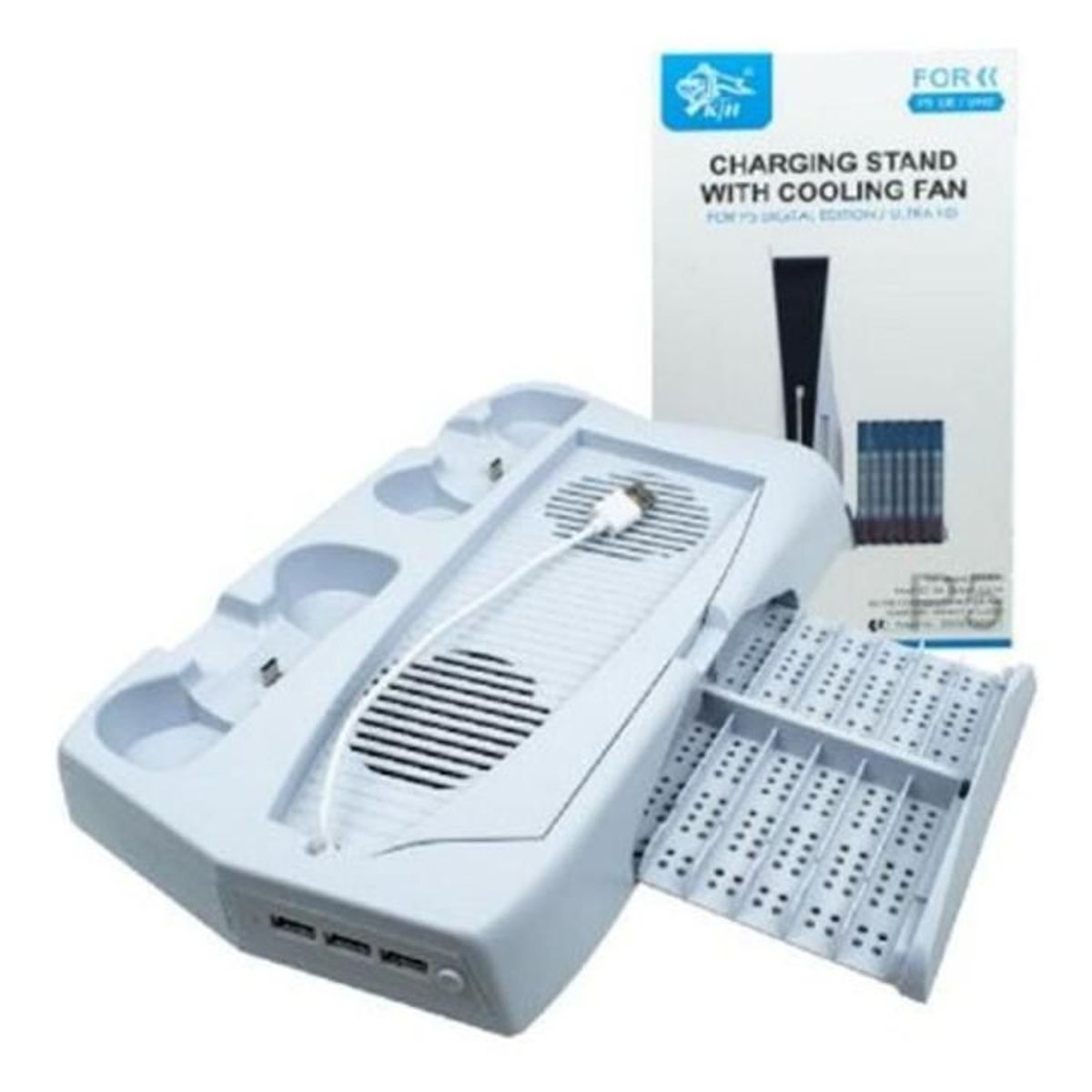 GENERICO - Base Cargador Ps5 Refrigerante Play 5 Porta Juegos