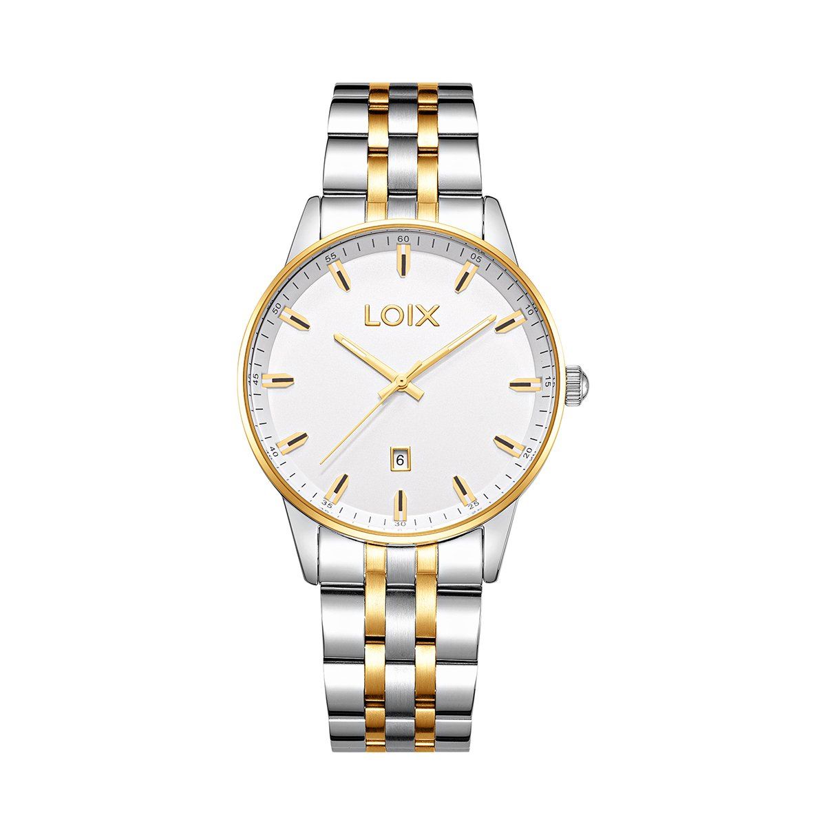 LOIX - Reloj  Hombre L2177-2 Plateado con dorado tablero blanco