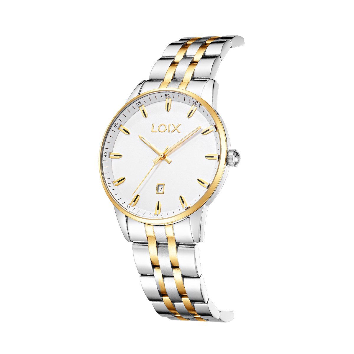 LOIX - Reloj  Hombre L2177-2 Plateado con dorado tablero blanco