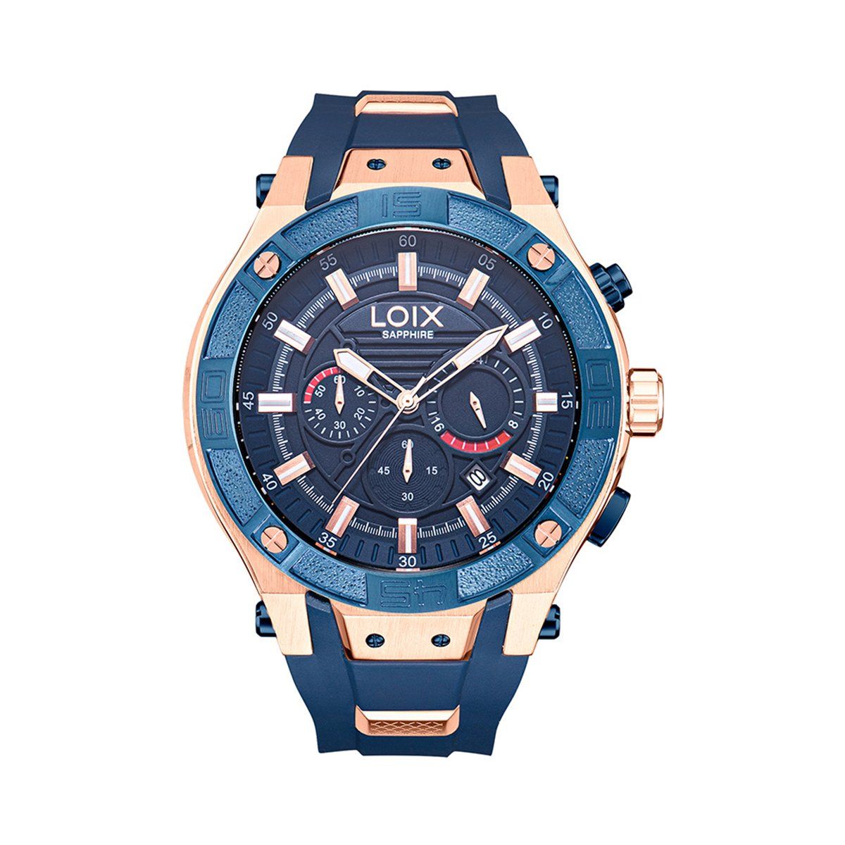 LOIX - Reloj hombre LA2110-1 Azul con oro rosa tablero azul