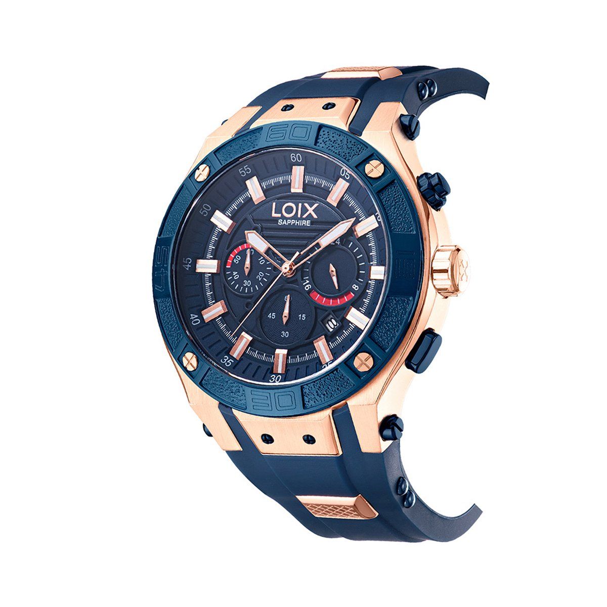 LOIX - Reloj hombre LA2110-1 Azul con oro rosa tablero azul