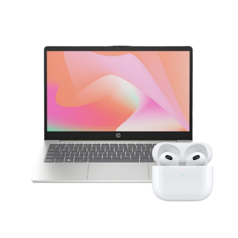 HP - Portátil HP 14-EM0014LA Ryzen 5 7520U 8GB RAM 512GB SSD 14″ + Airpods 2nda Gen