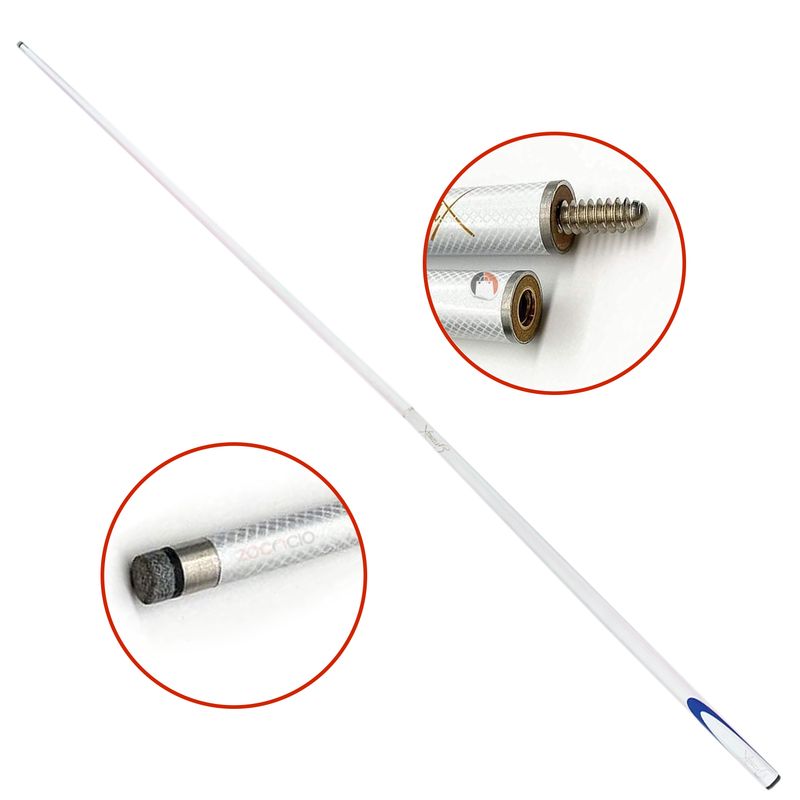 ZOCOCIO - Taco De Billar Semipro Envoltura De Carbono Punta 9Mm Blanco