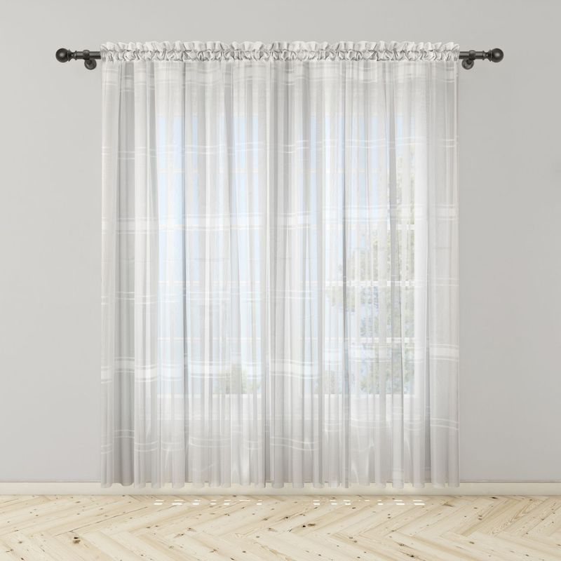 ADVANCE - Pack x2 Cortina Blanca Rayas en Velo Muselina 4 mts x 2.10 mts Entero
