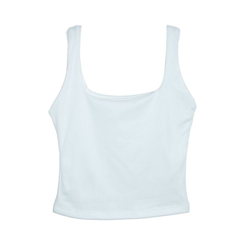 SYK - Blusa Para Mujer Sin Mangas Cuello Cuadrado Rib Crop Top