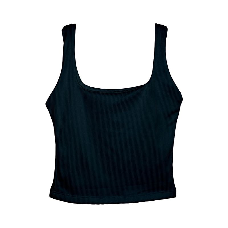 SYK - Blusa Para Mujer Sin Mangas Cuello Cuadrado Rib Crop Top