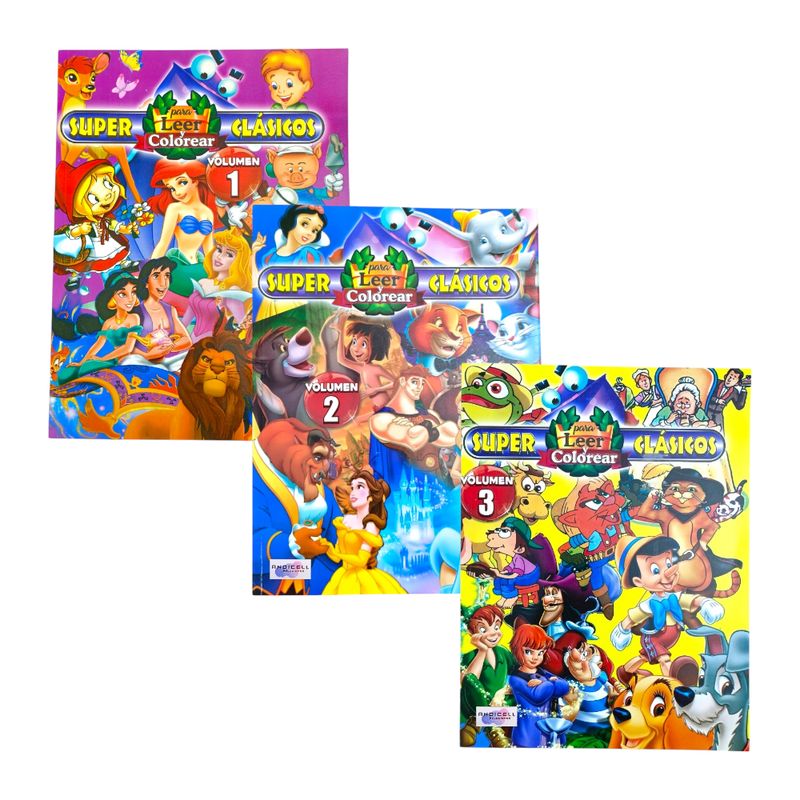 GENERICO - Set x 3 Cartilla para Leer y Colorear Cuentos para Niños