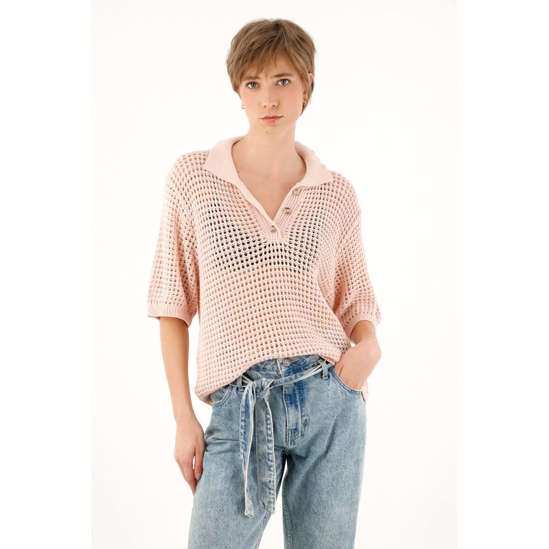 TENNIS - Camisa rosada tejida para mujer