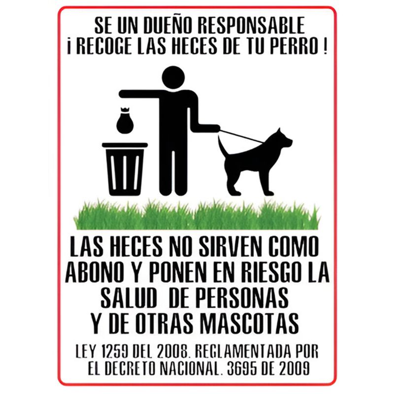 NACIONAL - SEÑAL METALICA 30X40 RECOGE LAS HECES DE TU MASCOTA