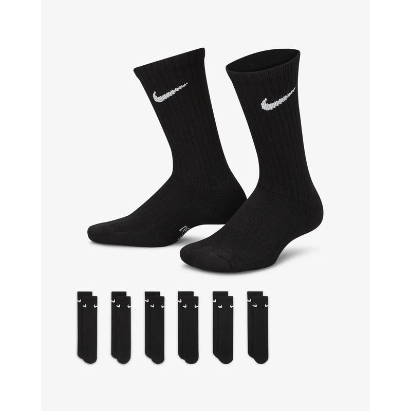NIKE - MEDIAS NIKE NIÑO LARGAS EVERYDY CUSH CREW 6 PARES NEGRA SX6910-010