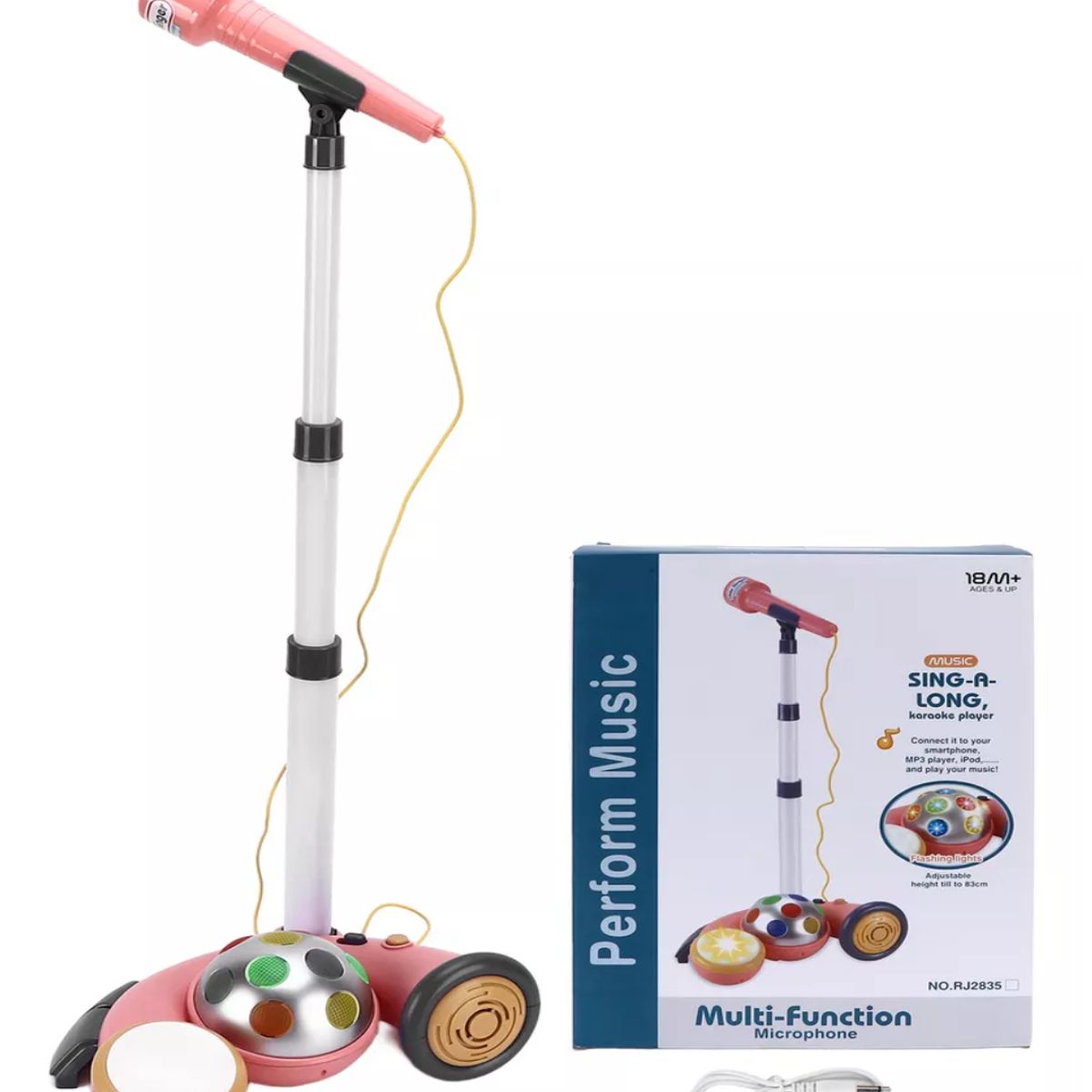 MARKET TOYS - Micrófono Infantil Karaoke Con Base Mp3 Conector Celular