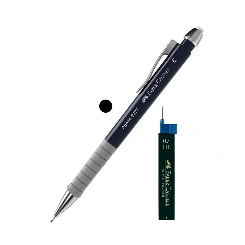 APOLLO - Portaminas Faber Castell Apollo Negro 0.7 + Minas Hb