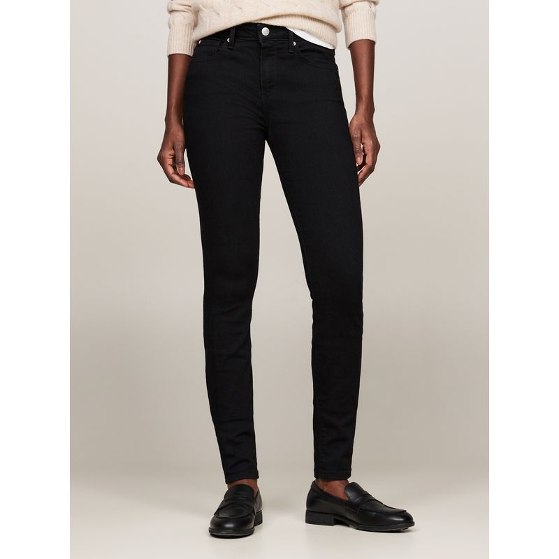 TOMMY HILFIGER - Jeans negro Como ceñidos de talle medio y negros Tommy Hilfiger