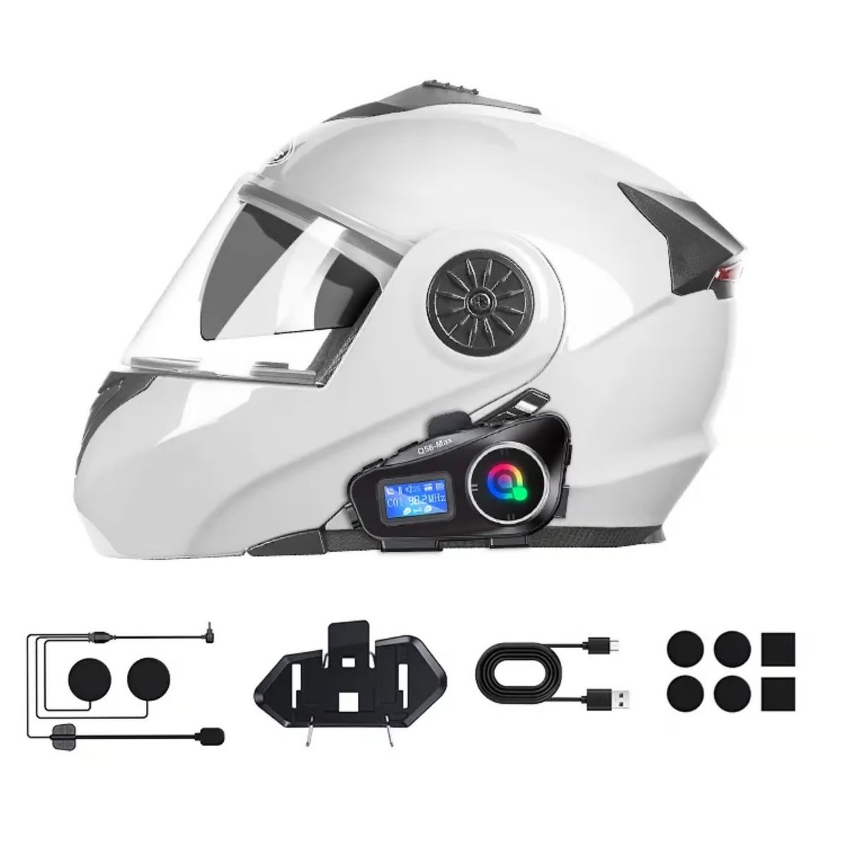 GENERICO - Intercomunicador Q58-max Bluetooth Casco Moto Fm Música 25hr
